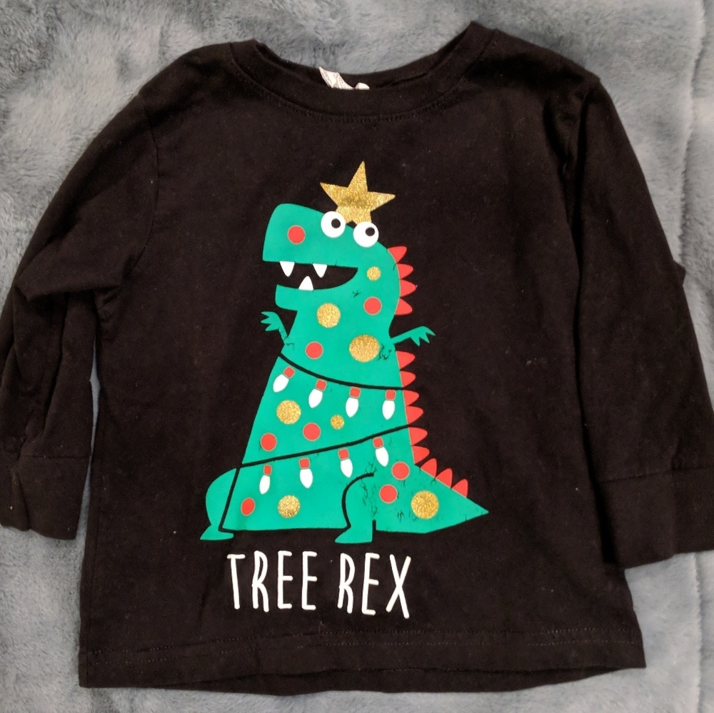 Adorable Christmas long sleeve tee Tree Rex 2T